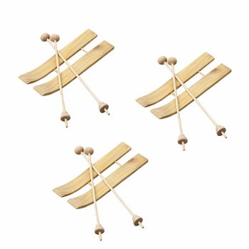 houten mini sleetjes ski miniaturen knutselen decoratie - 1