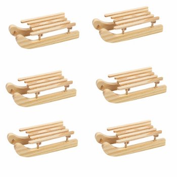 houten mini sleetjes ski miniaturen knutselen decoratie - 2