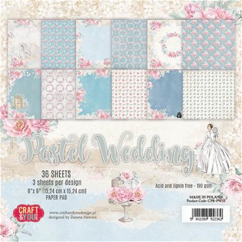 Craft & You, Paperpad- Pastel Wedding 6x6'' - 1