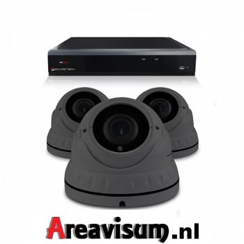 Analoog cameraset / Camerabewaking set met 3 Dome camera – 4MP 2K HD – Analoog - 1