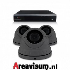 Analoog cameraset / Camerabewaking set met 3 Dome camera – 4MP 2K HD – Analoog