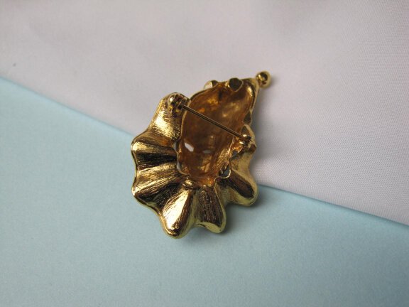 Broche goudkleurige pierrot clown met off white en blauw emaille 5.0x3.1 cm. - Afbeelding 6