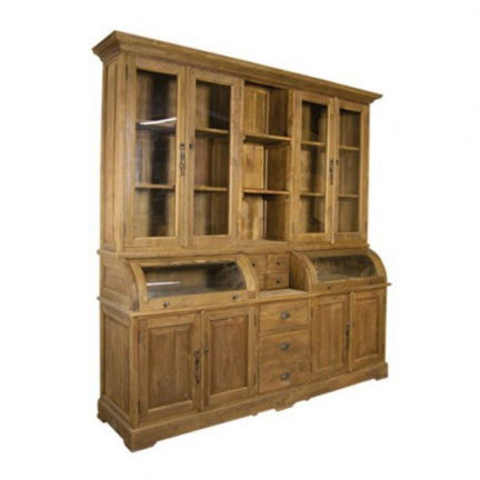 Grutterskast teak hout 200cm breed met bolle kleppen - nr. 1
