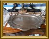 Grote antieke ovale tinnen schaal // antique pewter oval dish - 1 - Thumbnail