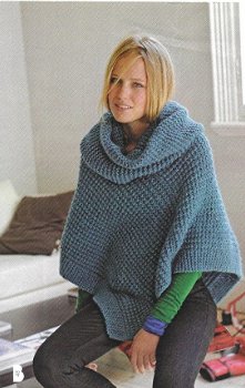 Breipatroon 1529 poncho en col - 1