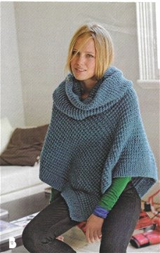 Breipatroon 1529 poncho en col