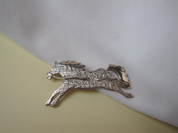 Zilveren broche Native paard 5.3x2.8 cm - Afbeelding 5