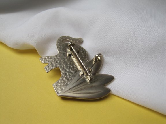 Kettinghanger broche Kenzo Paris zilverkleurig vermeille olifant 5.7x4.4 cm - Afbeelding 8