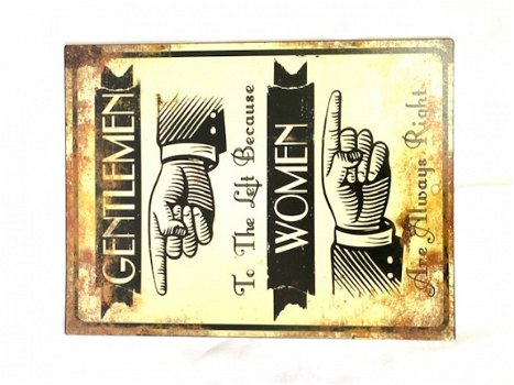 Metalen bord Tin Sign Gentlemen Women - 1