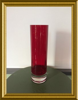 Mooie grote zware rode glazen vaas - 1