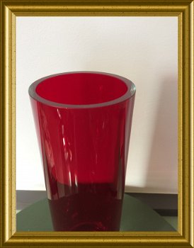 Mooie grote zware rode glazen vaas - 2