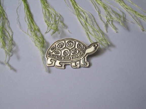 Zilveren broche schildpad 4.7x2.8 cm - nr. 1