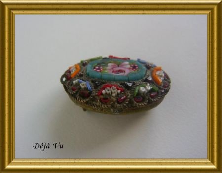 Oude broche ; micro mozaiek steentjes - Afbeelding 2