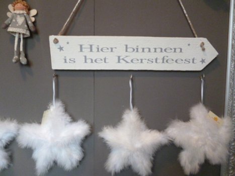 Grote houten kerst hanger - 4