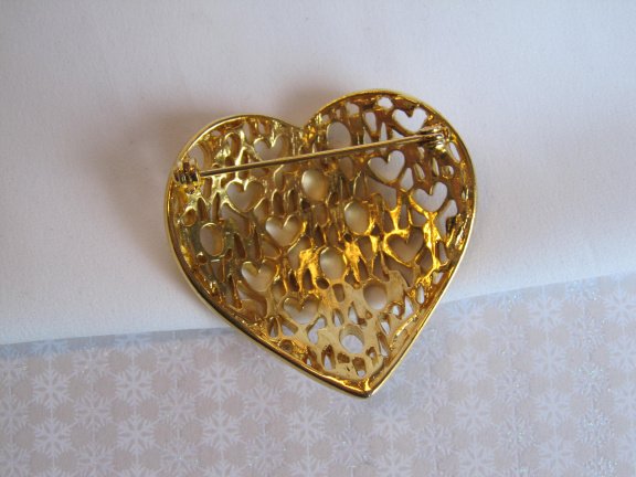 Broche goudkleurig hart met Love Mom hartje Mom 4.1x4.0 cm. - Afbeelding 6