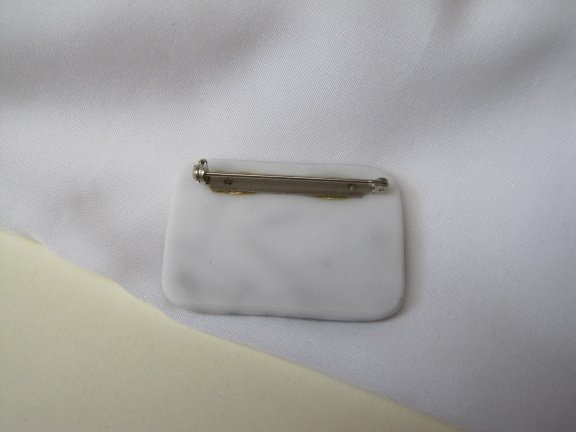 Broche Kathie Farr zwart wit abstract glas 4.6x3.2 cm - Afbeelding 6