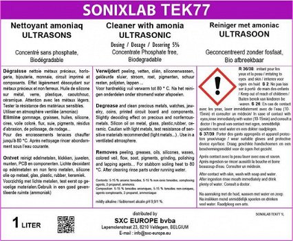 Sonixlab TEK77 ammoniak ultrasoon vloeistof munten juwelen - 1