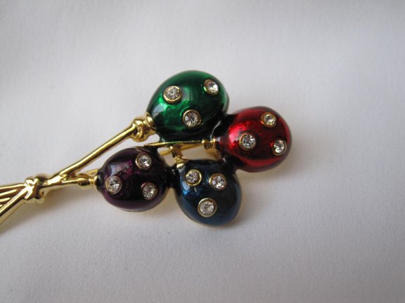 Broche goudkleurig balonnen met rood blauw groen paars emaille 5.5x2.3 cm. - Afbeelding 3
