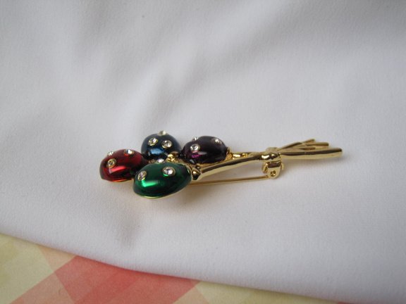 Broche goudkleurig balonnen met rood blauw groen paars emaille 5.5x2.3 cm. - Afbeelding 6