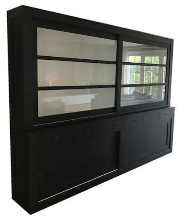 Buffetkast design Hasselt zwart - wit 300 x 50/40 x 220cm - nr. 1