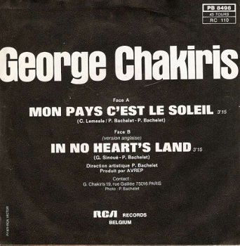 singel George Chakiris - Mon pays c’est le soleil / in no heart’s land - 2