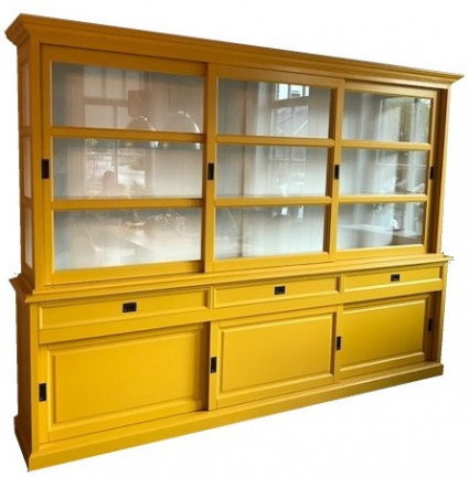 Buffetkast Sneek geel - wit 300 x 50/40 x 220cm - nr. 1