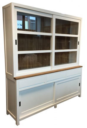 Winkelkast Kootwijk wit teak lijst en achterwand greeploos 200 x 50/40 x 220cm - nr. 1