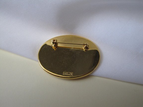 Broche Barlow ivoorkleurig geëtste handbeschilderde kolibri 4.3x3.3 cm - Afbeelding 2