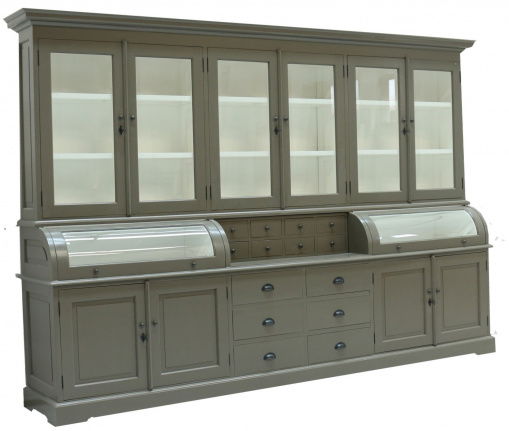 Buffetkast Bastiaan taupe - wit 310 x 50/35 x 210cm bolle kleppen - nr. 1