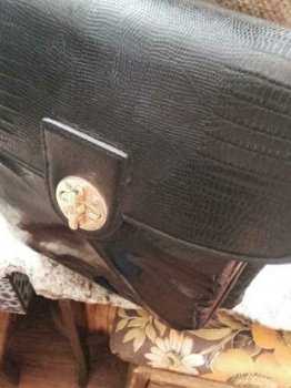 DKNY , Donna Karen zwarte leren tas met goudkleur ketting hengsel - 3