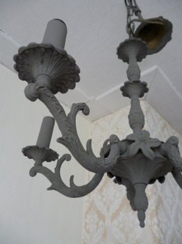 Sierlijke grijs brocante hanglamp, Barok - 1