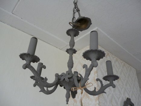 Sierlijke grijs brocante hanglamp, Barok - 3