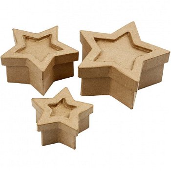 Kartonnen dozen sterren grootste maat 15x15cm - set 3 stuks - 1