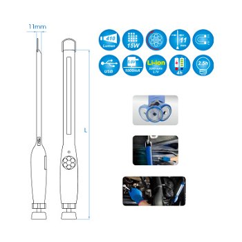 Dunne inspectie lamp met een 360 ° draaibare magnetische houder KING TONY - 3