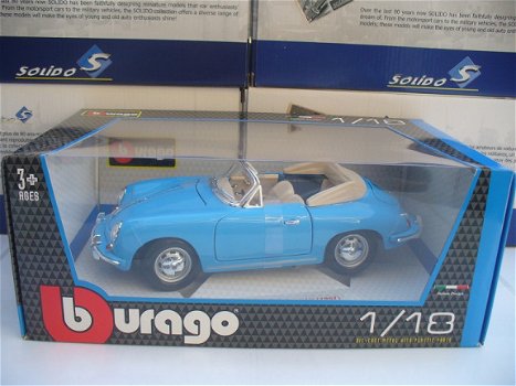 Bburago 1/18 Porsche 356 Cabrio Blauw - 7