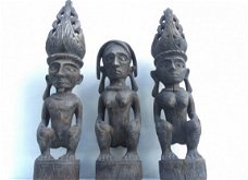 Three Naked Nias Warrior Panglima Statue