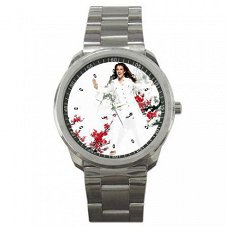 Celine Dion Red Blossom Stainless Steel Horloge