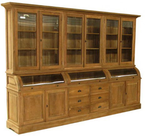Grutterskast teak hout 300cm breed met bolle kleppen - nr. 1