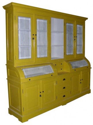 Yellow kleur apothekerskast 200cm breed met bolle kleppen - nr. 1