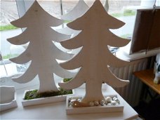 Wit houten kerstboom