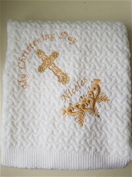 baby witte doop deken heilig kruis doopdeken doopkleding kaars - 2