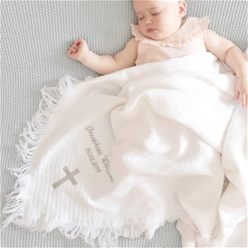 baby witte doop deken heilig kruis doopdeken doopkleding kaars - 4
