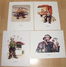 CLOWNEN THE EMMETT KELLY Jr COLLECTION 3), 4 POSTERS NIEUW