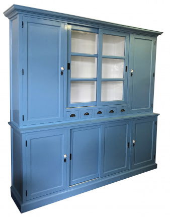 Grote landelijke buffetkast oud blauw 240cm dichte zijdeuren - nr. 1