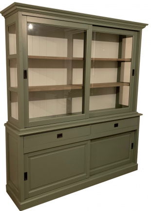 Buffetkast Putten Engels groen- eiken schappen 200 x 50/40 x 220cm - nr. 1
