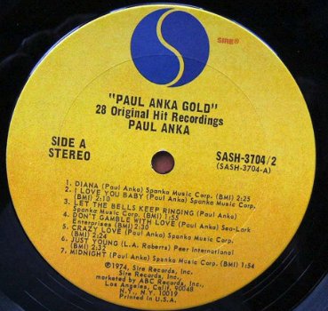 LP Paul Anka Gold - Deze LP heeft geen hoes - 2