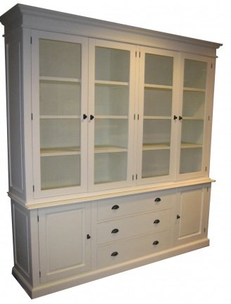 Witte apothekerskast met scharnierdeuren en laden 220cm breed - nr. 1