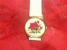 Schitterend 14 K Goldplated Roos Horloge (2)