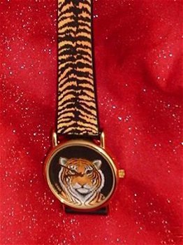 Schitterend 14K Goldplated Siberische Tijger Horloge - 1