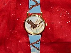 Schitterend 14K Goldplated Bald Eagle Horloge